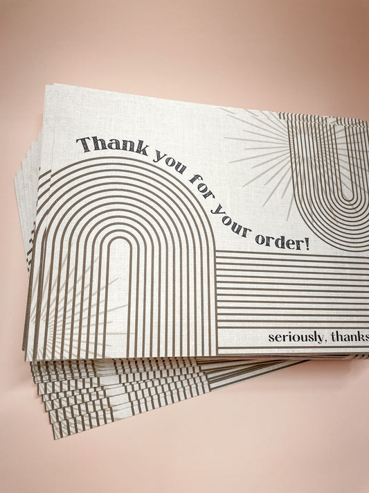 Thank You for Your Order Postcard Packaging Insert