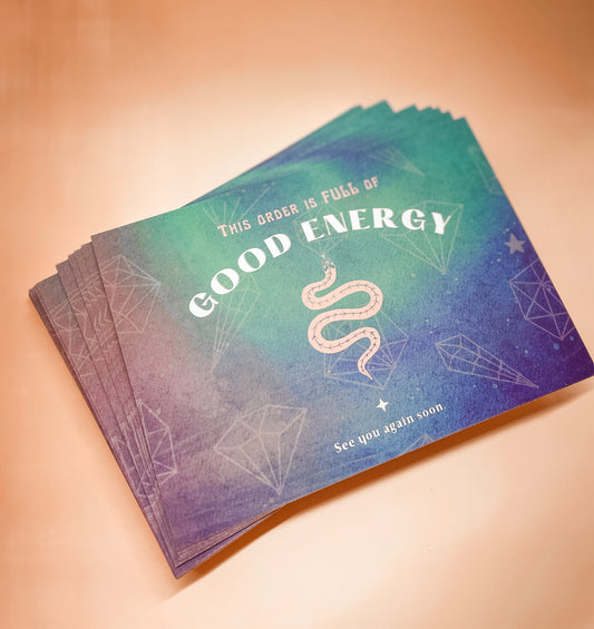 Good Energy 5x7 Packaging Postcard